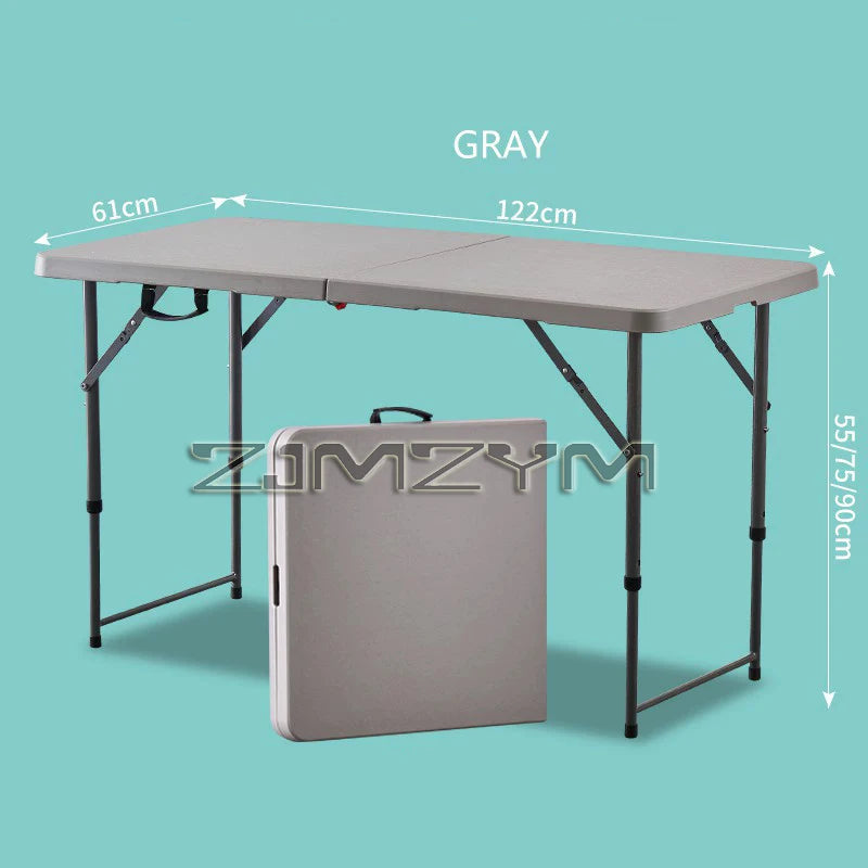 1.2M 1.5M 1.8M Height-Adjustable Folding Table Event Outdoor Camping Desk Garden Booth Party Long Table