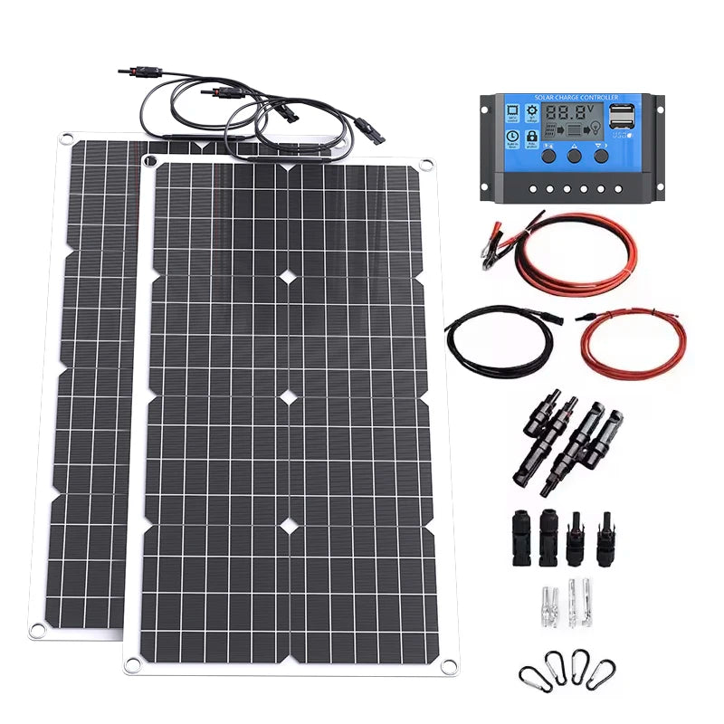 2000W Off-Grid Solar CompleteKit Power w/100A MPPT Controller,110V 220V Inverter&10AH 30AH LiFePO4 Battery for Home/RV/Camping