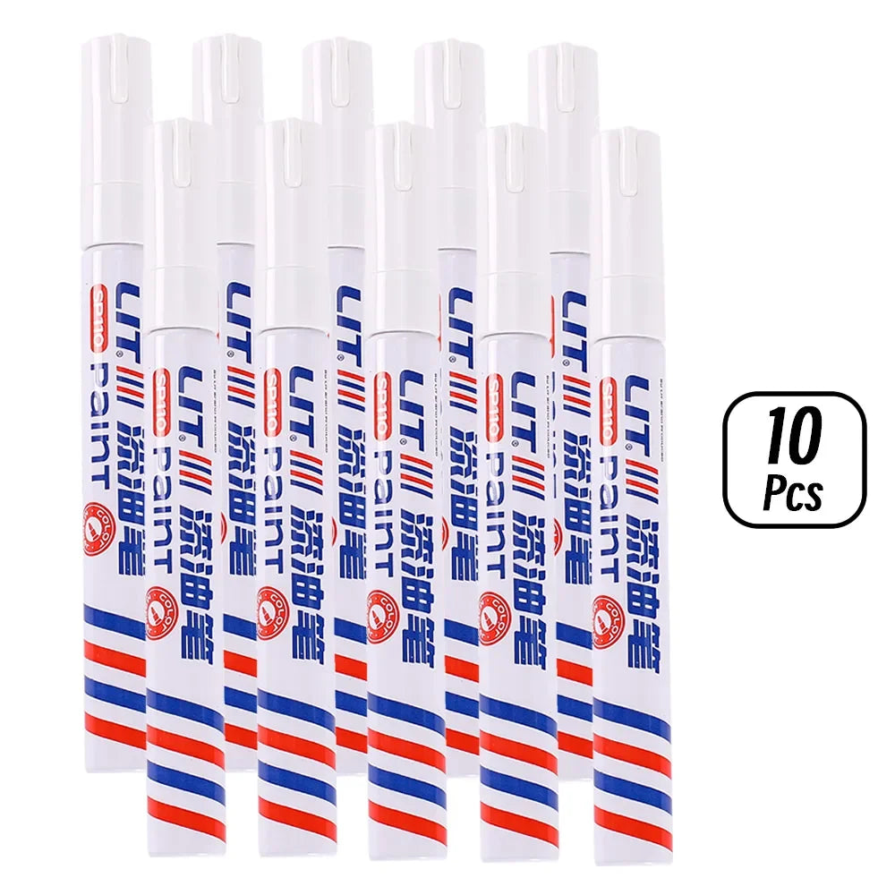 3mm 10p Colorful 8 Colors Permanent Paint Marker Waterproof White Markers tire tread rubber fabric Paint metal Paint Marker Pens