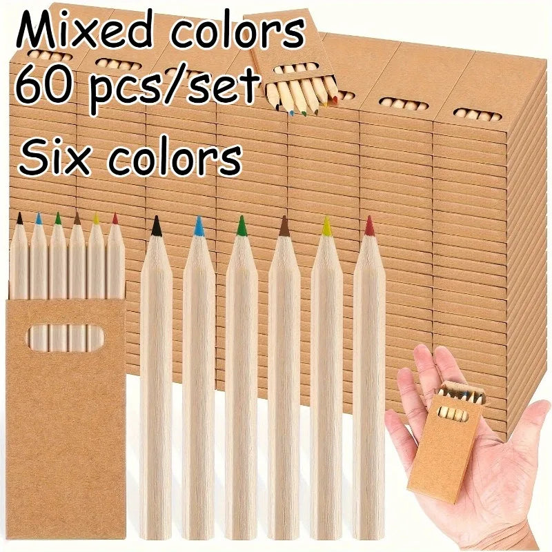 30/60/120pcs(1 Box of 6 Pieces）Mini Colored Pencils , 8.89cm Short Pencils with 6 Vibrant Colors for Crafts & Gifts,color Pencil