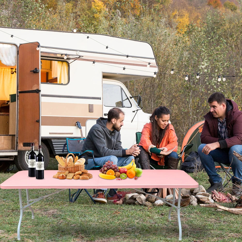 244cm Heavy Duty Portable Folding Table - 135KG, Multi-Functional Fold-Up Table, Indoor Outdoor Use for Camping Picnic Parties