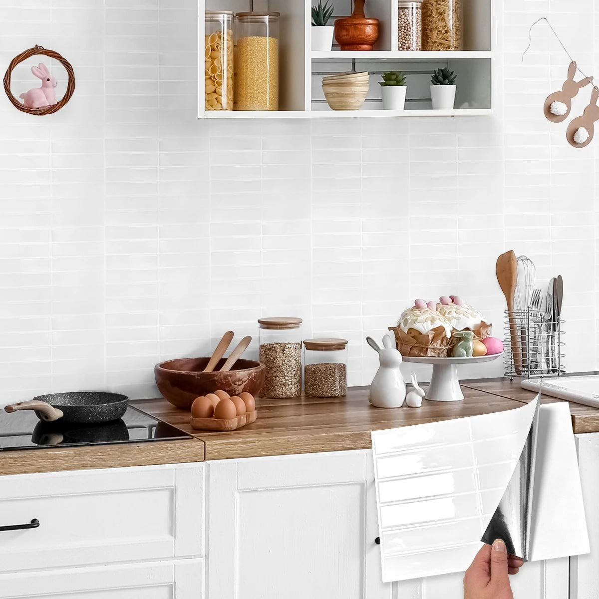 1/5/10/15/20pcs Self-Adhesive Wall Tiles Stickers, Heat Resistant Peel AndStick Kitchen Backsplash, Waterproof Wall Tile Sticker