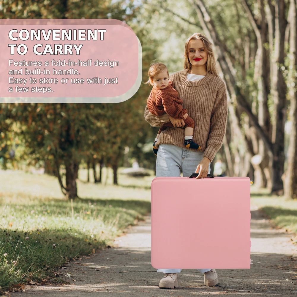 125cm Duty Adjustable Height Folding Table with Handle135KG Weight Capacity for Camping Picnic Parties Home  Indoor Outdoor