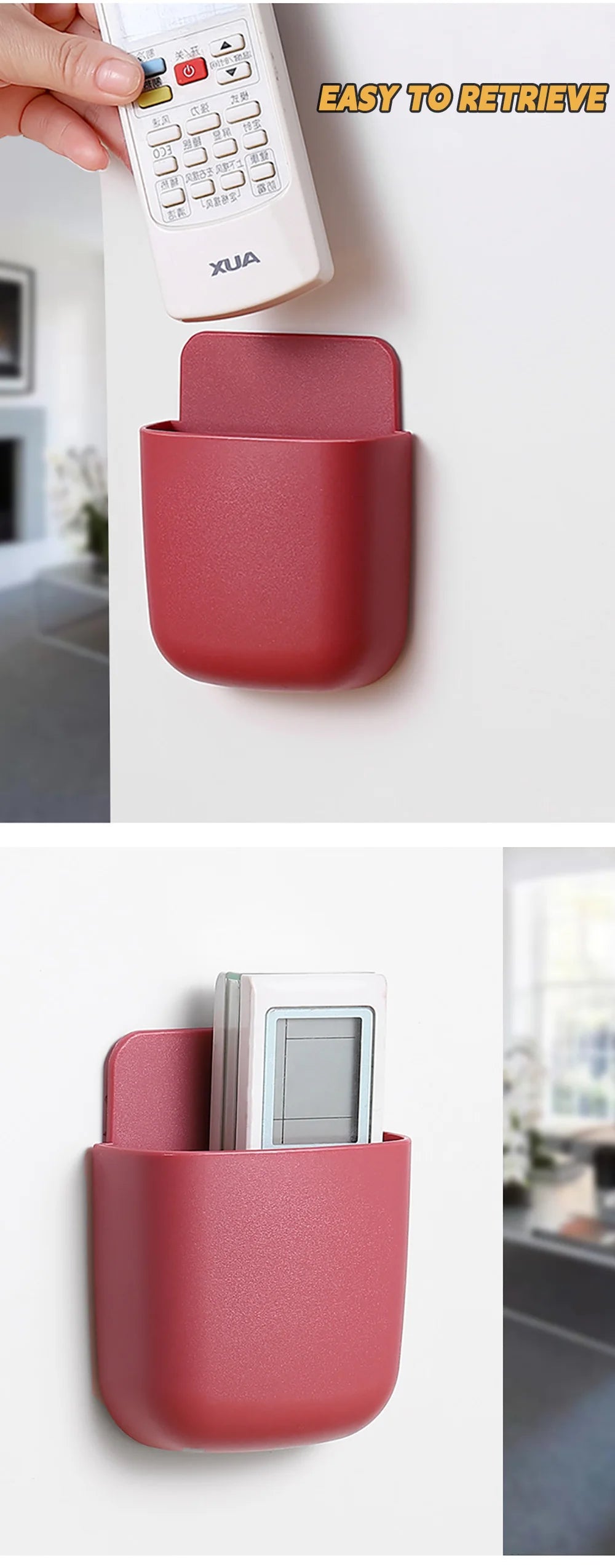 Wall Mounted Storage Box Mobile Phone Plug Holder Stand Rack Remote Control Storage Organizer Case For Air Conditioner TV