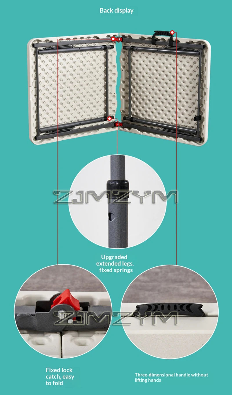 1.2M 1.5M 1.8M Height-Adjustable Folding Table Event Outdoor Camping Desk Garden Booth Party Long Table