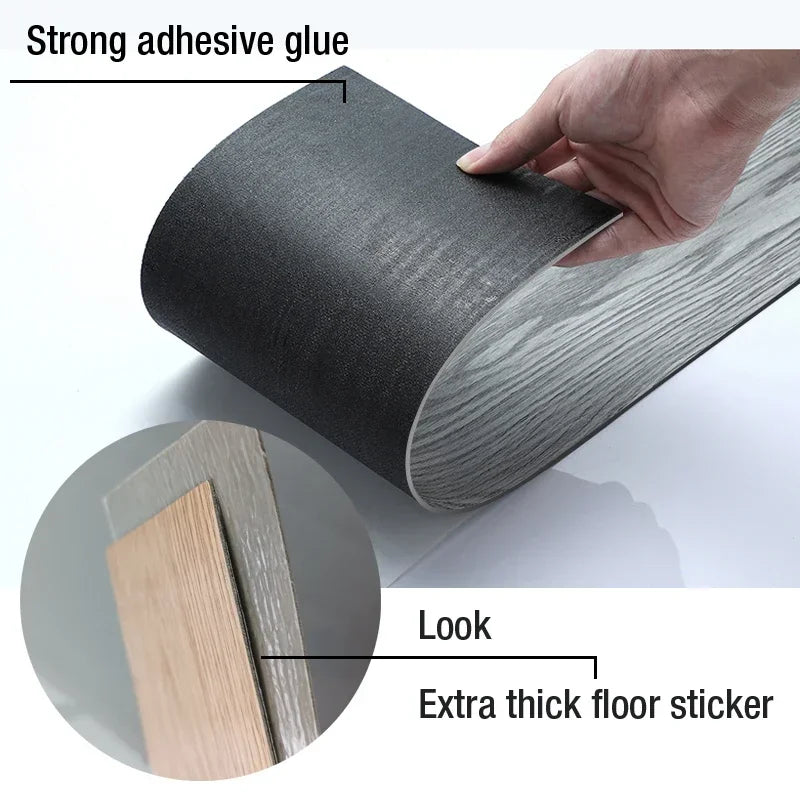 36pc Self-adhesive Wood Grain Floor Wall Sticker Modern Style PVC Living Room Toilet Kitchen Home Floor Decor Waterproof Sticker