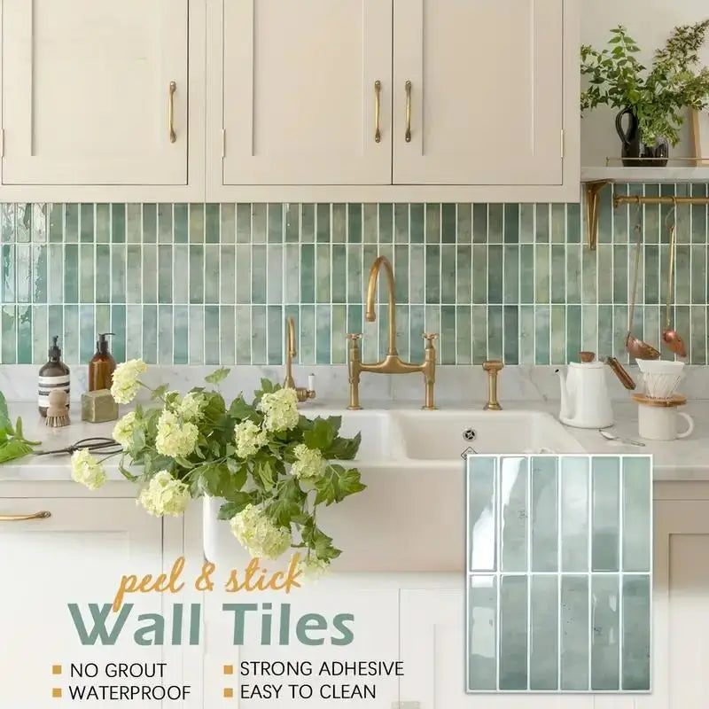 1/5/10/15/20pcs Self-Adhesive Wall Tiles Stickers, Heat Resistant Peel AndStick Kitchen Backsplash, Waterproof Wall Tile Sticker