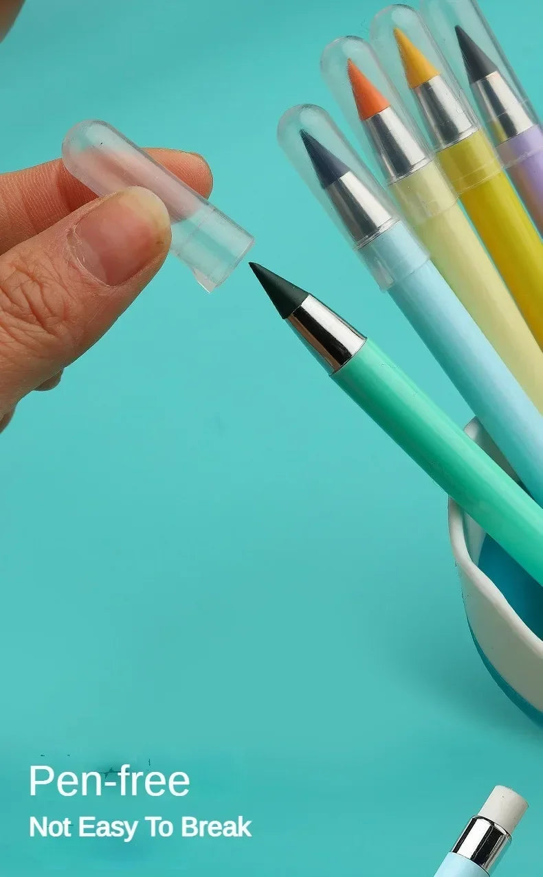 12 Pcs Set Infinity Pencils Multicolor Eternity Pencils No Ink with Eraser Pen School Stationery Drawing Pens Art Supplies