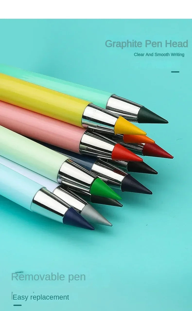 12 Pcs Set Infinity Pencils Multicolor Eternity Pencils No Ink with Eraser Pen School Stationery Drawing Pens Art Supplies