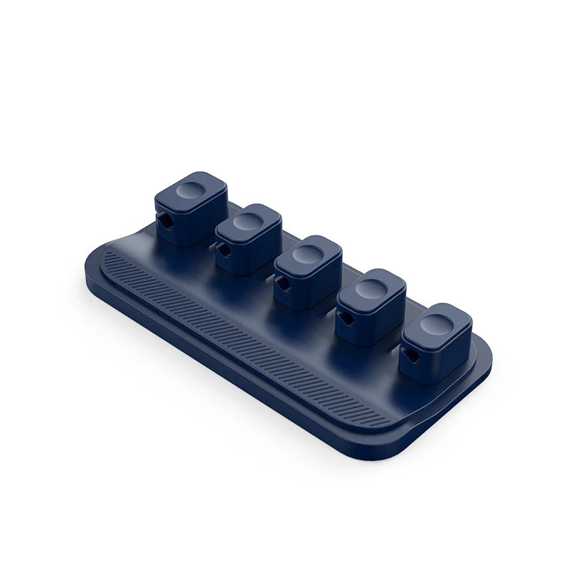 Car mounted magnetic cable management, silicone cable clamp, desktop multi-purpose wire holder, 5 clips for lighting USB C micro