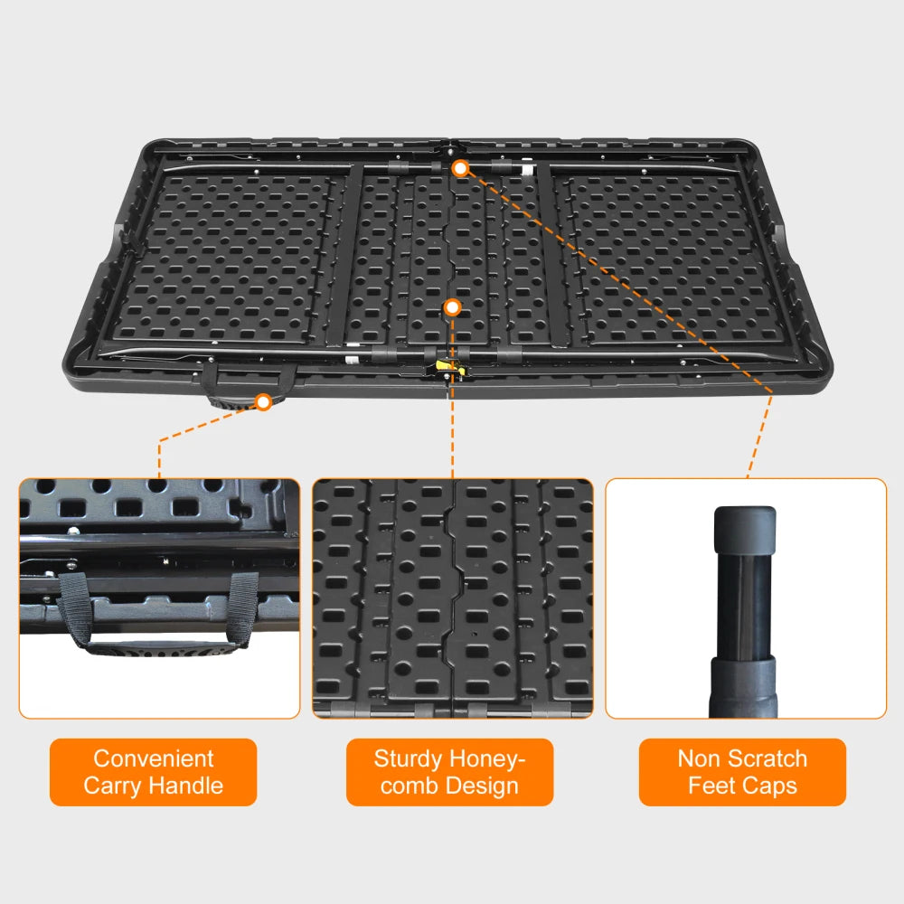 125cm Duty Adjustable Height Folding Table with Handle135KG Weight Capacity for Camping Picnic Parties Home  Indoor Outdoor