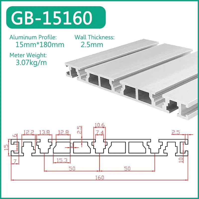 1515 1520 1530 1540 1560 1570 1590 15120 15160 15180 Aluminum Profile Framework Linear Rail Extrusion CNC 3D Printer Parts DIY