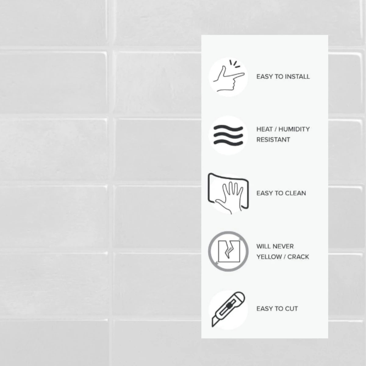 1/5/10/15/20pcs Self-Adhesive Wall Tiles Stickers, Heat Resistant Peel AndStick Kitchen Backsplash, Waterproof Wall Tile Sticker