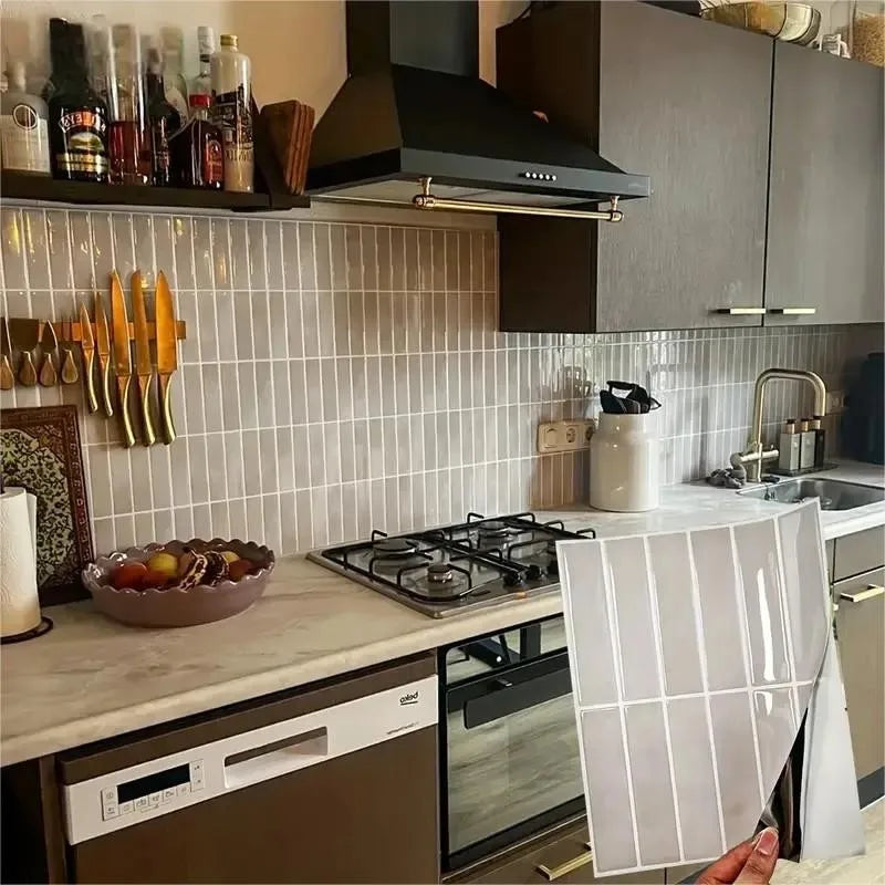 5/10/20pcs Self-Adhesive Wall Tile Stickers, Heat Resistant Peel AndStick Kitchen Backsplash, Waterproof Wall Tile Stickers