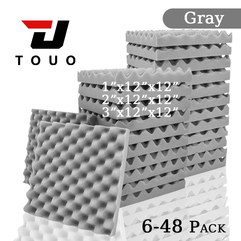 TOUO 6-48 Pack Acoustic Panels Sound Proof Foam Panels Wall Soundproofing Acoustic Foam Panels  Flame Retardant