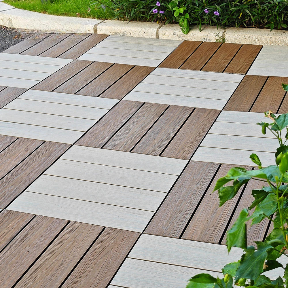 3 items DIY outdoor wood-plastic floor,Wood-plastic composite wood-plastic pavement floor engineering wooden floor is easy