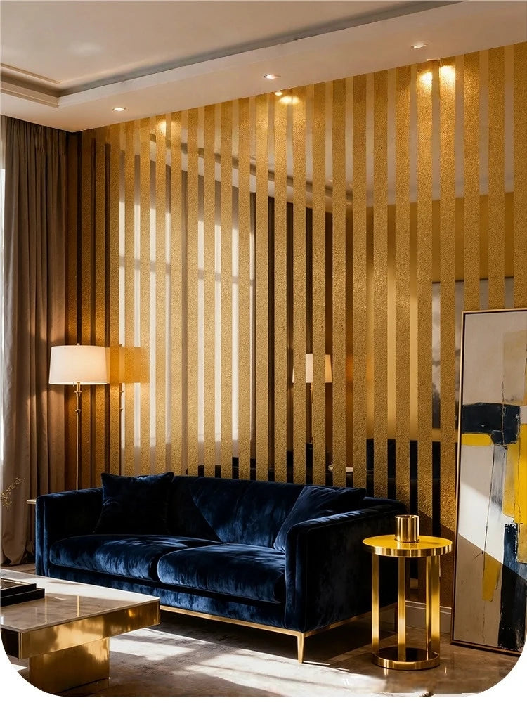 Modern Gold Striped Peel and Stick Wallpaper Shimmering Metallic Design for Bedroom Accent Wall Living Room Furniture Renovation