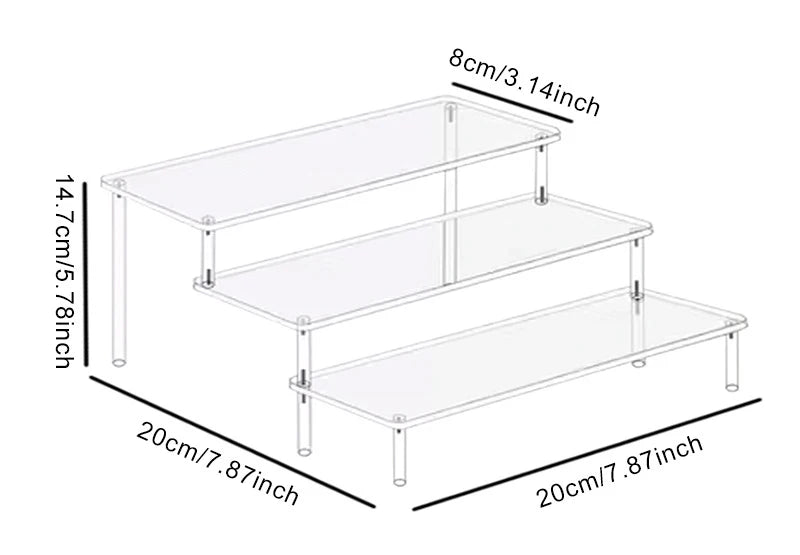 1-4 Tier Acrylic Display Stand Durable Display Rack For Cupcake Perfume Doll Transparent Trapezoidal Blind Box Storage Shelf