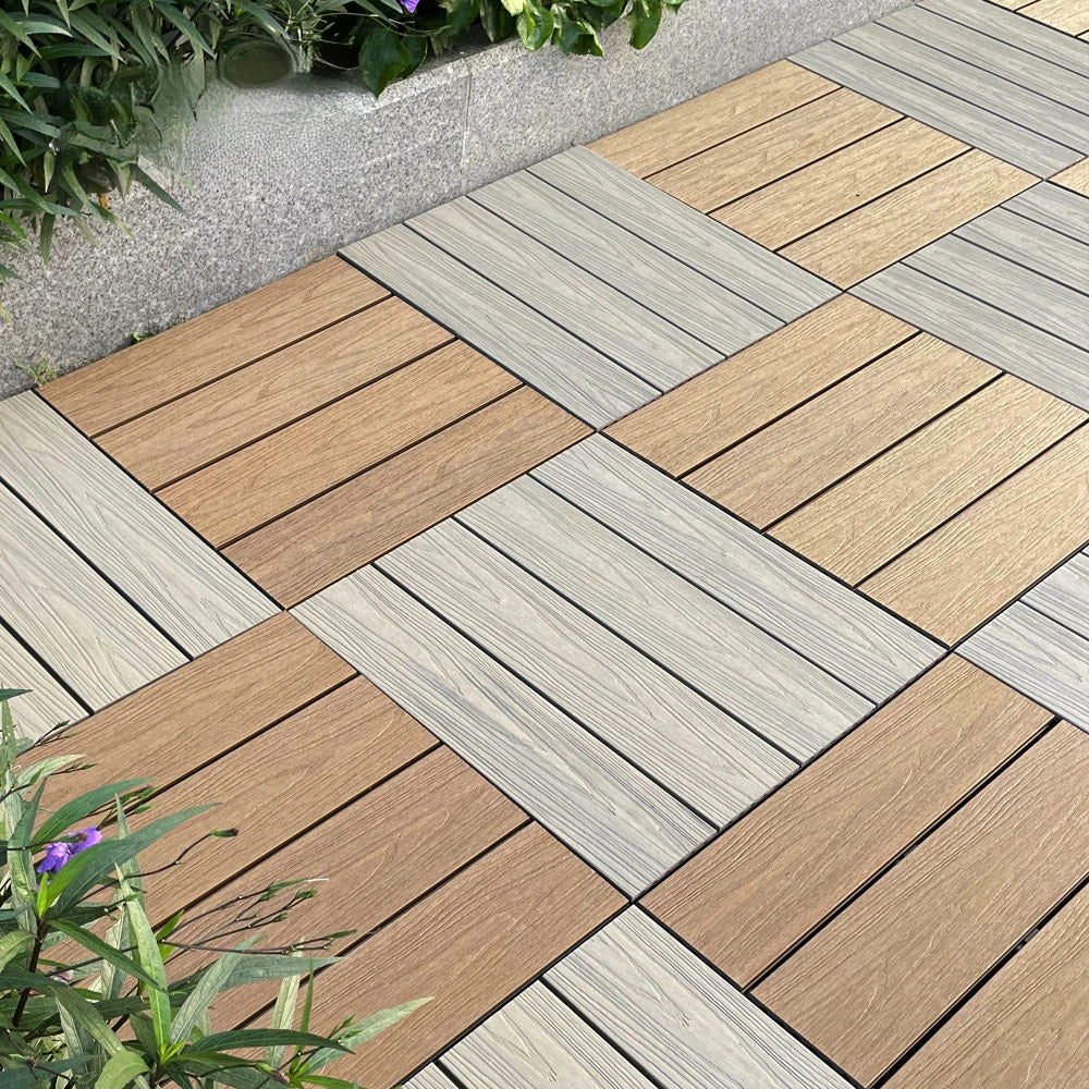 3 items DIY outdoor wood-plastic floor,Wood-plastic composite wood-plastic pavement floor engineering wooden floor is easy