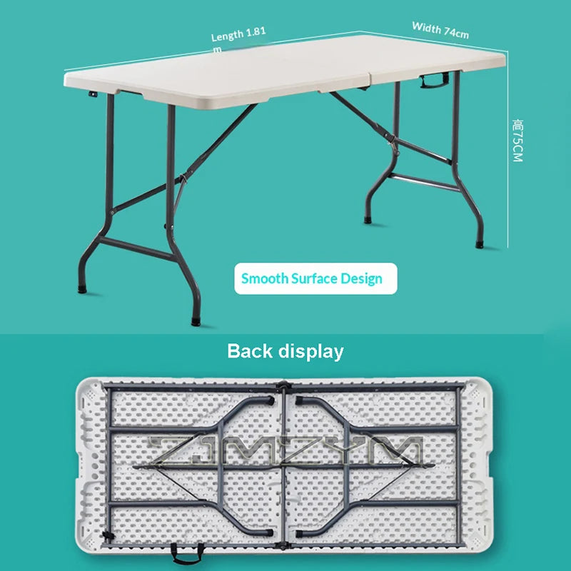 1.2M 1.5M 1.8M Height-Adjustable Folding Table Event Outdoor Camping Desk Garden Booth Party Long Table