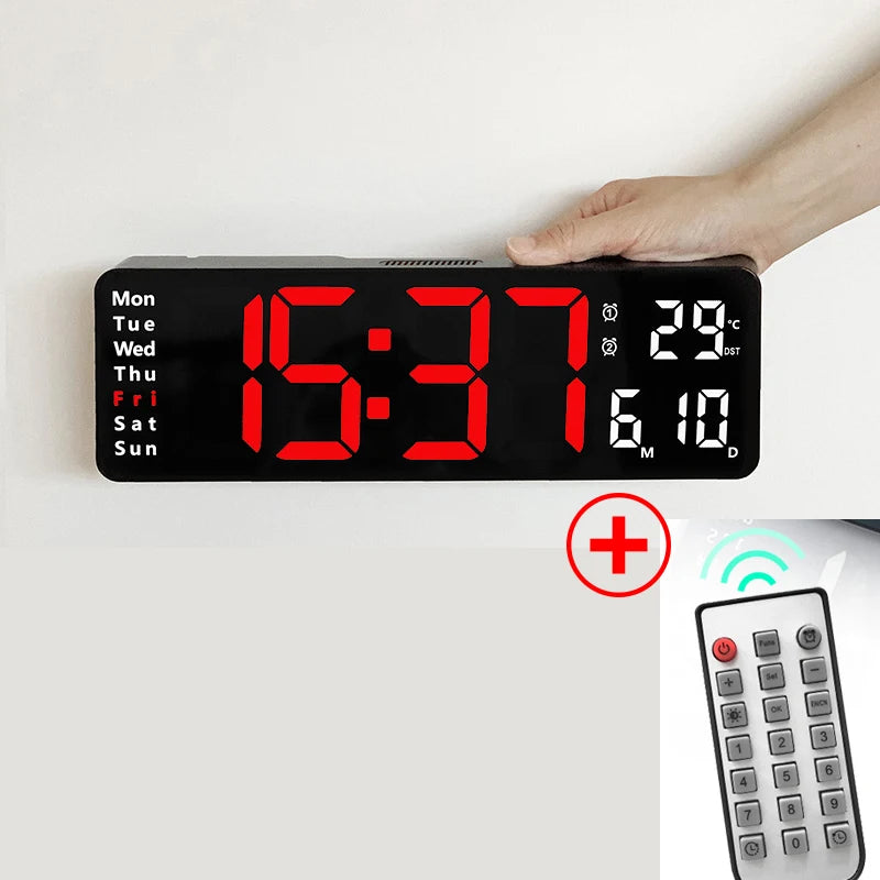 10 Inch Smart Mute LED Electronic Night Alarm Wall Clock Modern Desk Clock Minimalist Thermometer Calendar Time Cube Home Decor