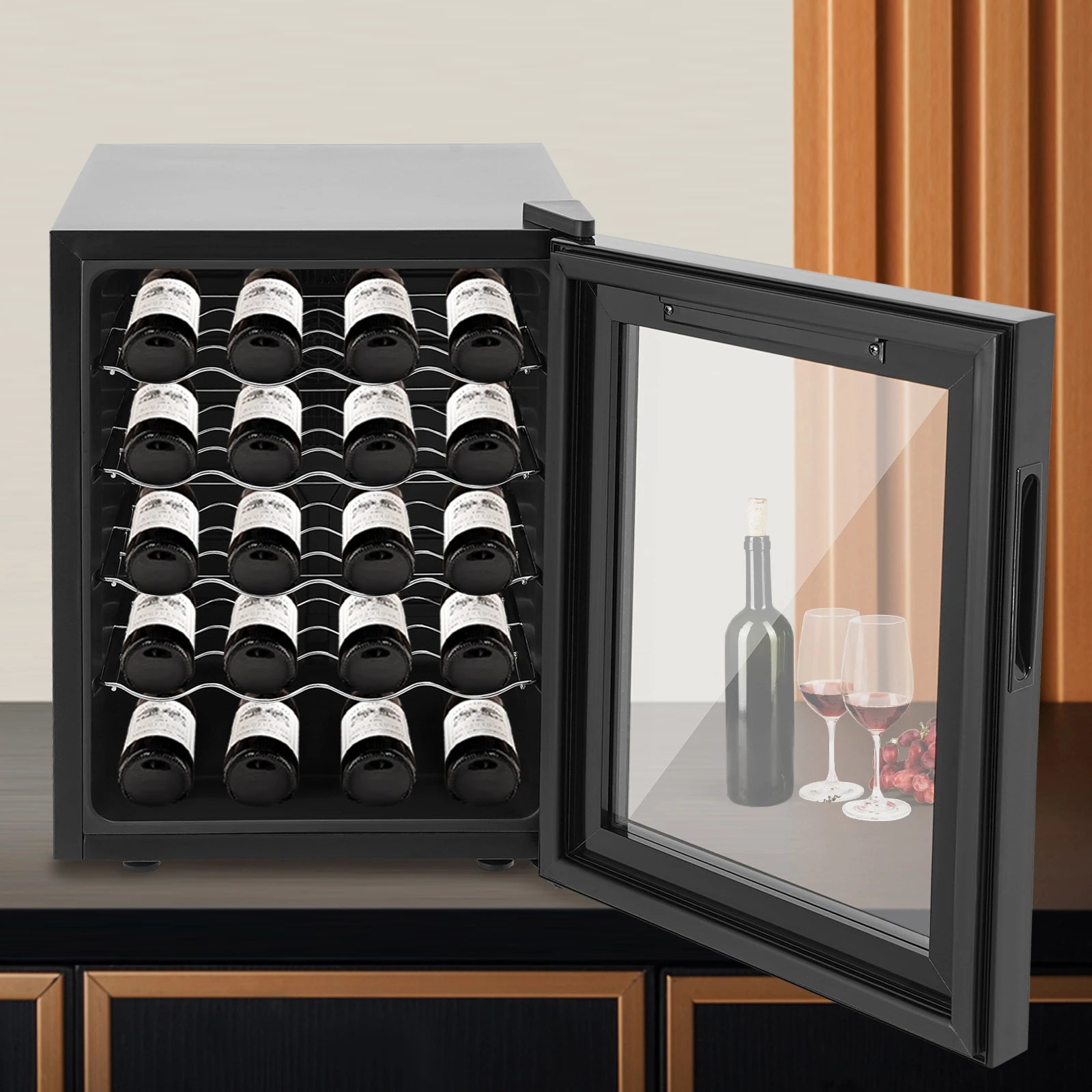 48L 20 Bottles Wine Fridge Storage Cabinet 12-18°C Intelligent Temperature Control LED Display