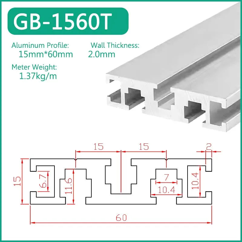1515 1520 1530 1540 1560 1570 1590 15120 15160 15180 Aluminum Profile Framework Linear Rail Extrusion CNC 3D Printer Parts DIY