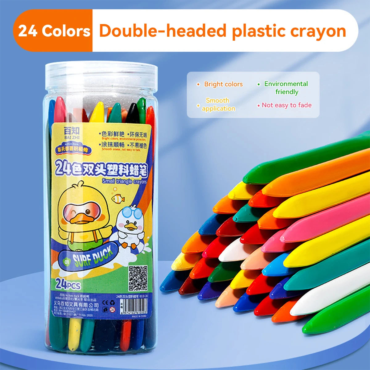 12-36 Color Kawaii Double-headed Triangle Crayon Children's Oil Painting Sticks Safe and Harmless Early Art Educational Supplies