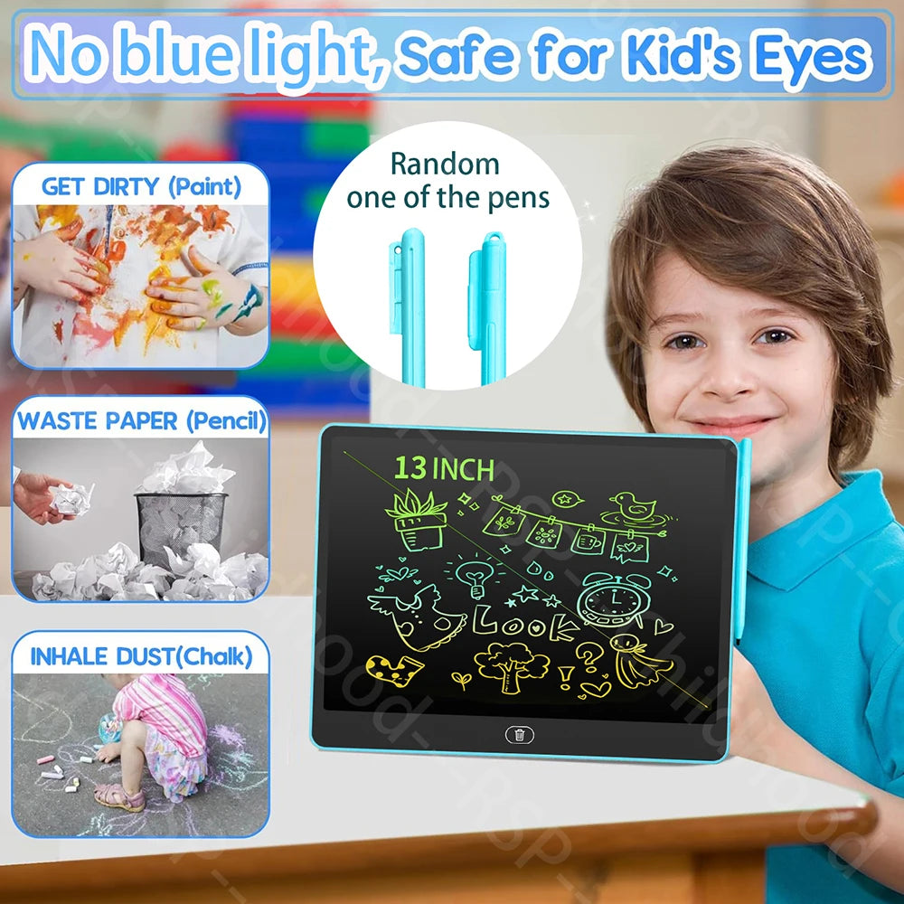 11/13/16 Inch LCD Drawing tablet Writing Board Kids Doodle Painting Handwriting Pads Toys for 3 4 5 6 7 8 Years Girls Boys Gifts