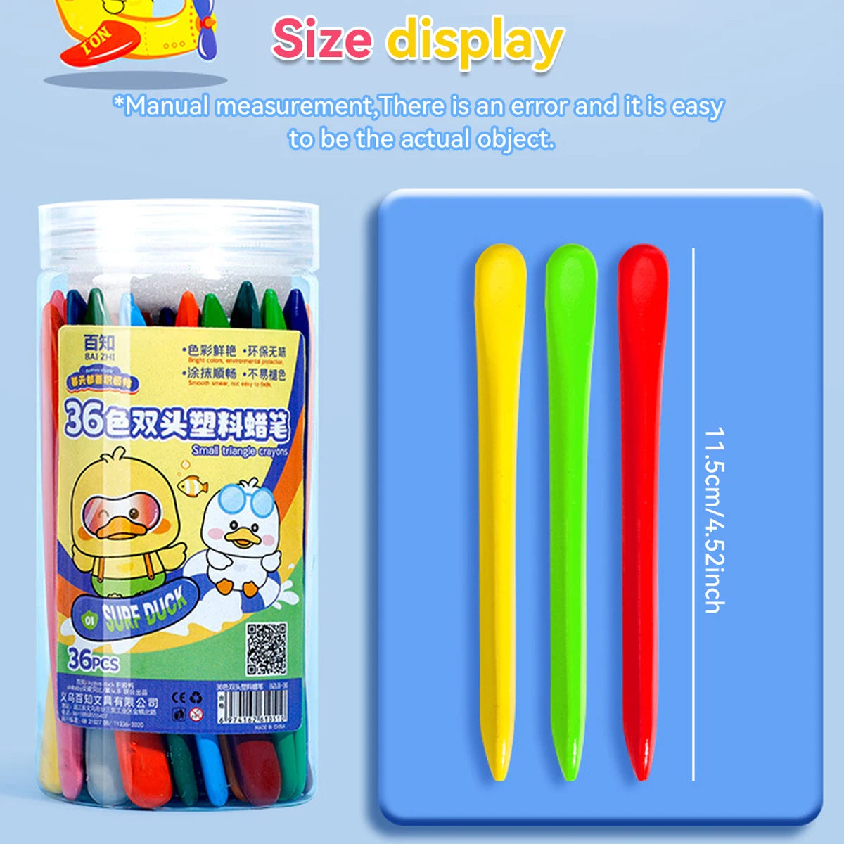 12-36 Color Kawaii Double-headed Triangle Crayon Children's Oil Painting Sticks Safe and Harmless Early Art Educational Supplies