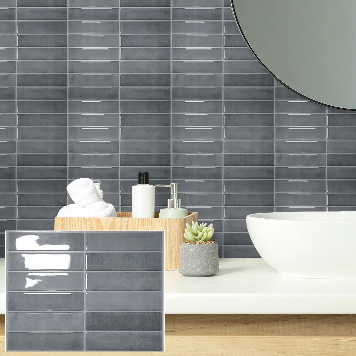 5/10/20pcs Self-Adhesive Wall Tile Stickers, Heat Resistant Peel AndStick Kitchen Backsplash, Waterproof Wall Tile Stickers