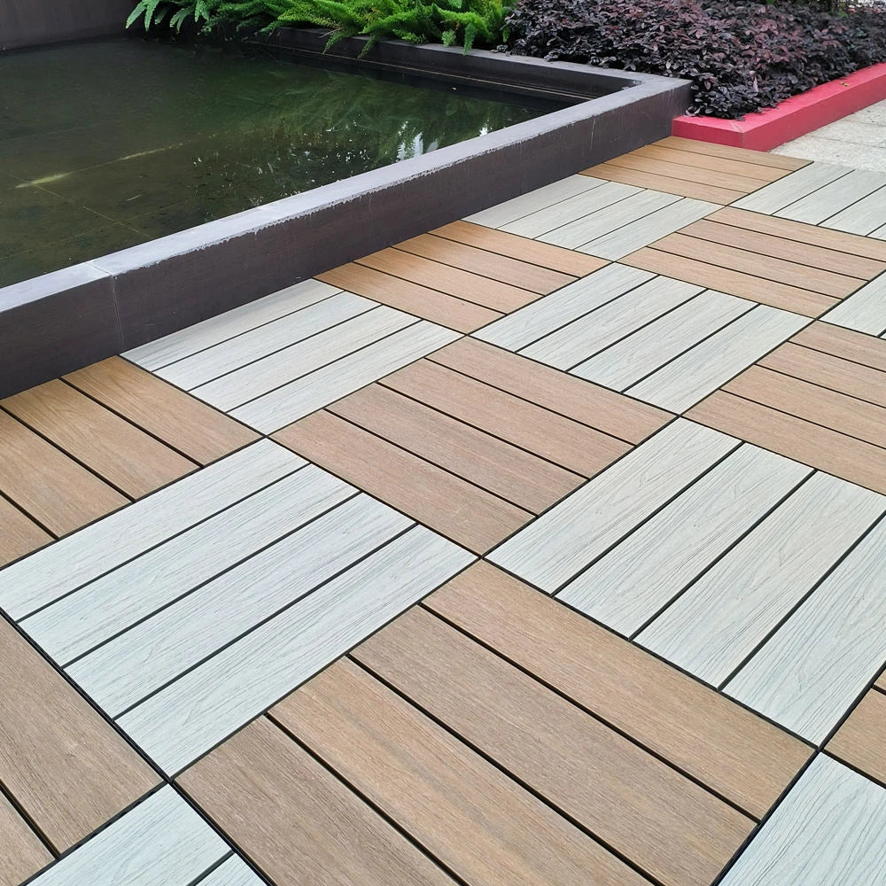 Piastrelle WPC Outdoor Antiscivolo – Set 3 Pezzi per Patio e Terrazza