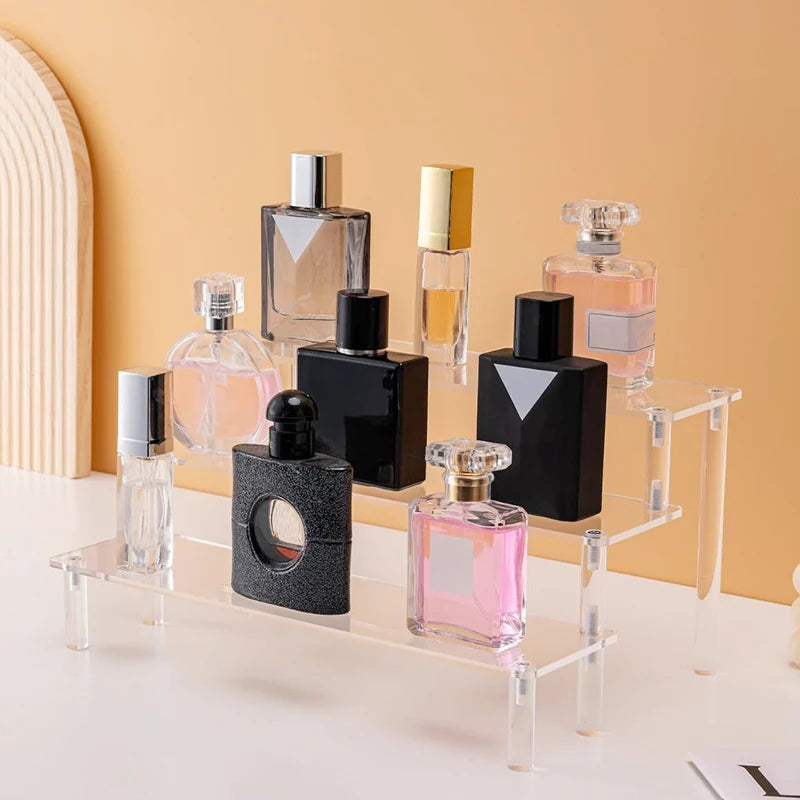 1-4 Tier Acrylic Display Stand Durable Display Rack For Cupcake Perfume Doll Transparent Trapezoidal Blind Box Storage Shelf