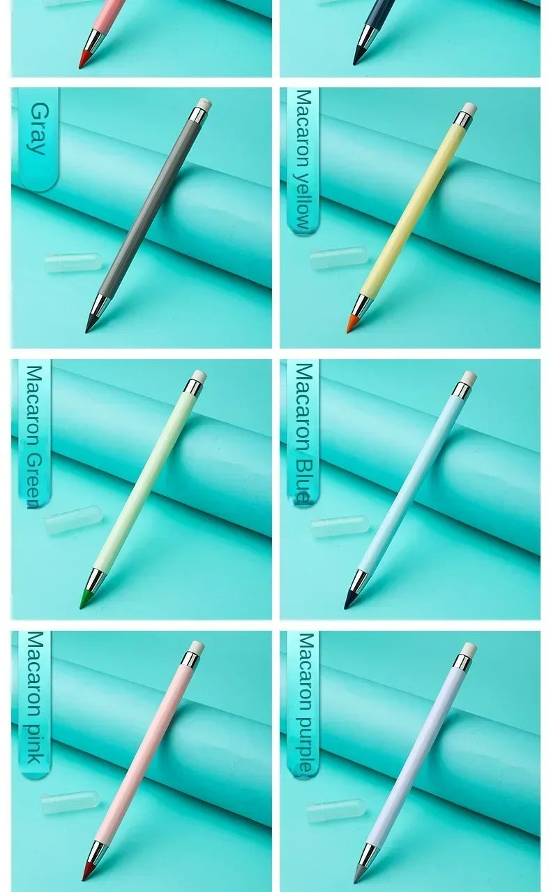 12 Pcs Set Infinity Pencils Multicolor Eternity Pencils No Ink with Eraser Pen School Stationery Drawing Pens Art Supplies