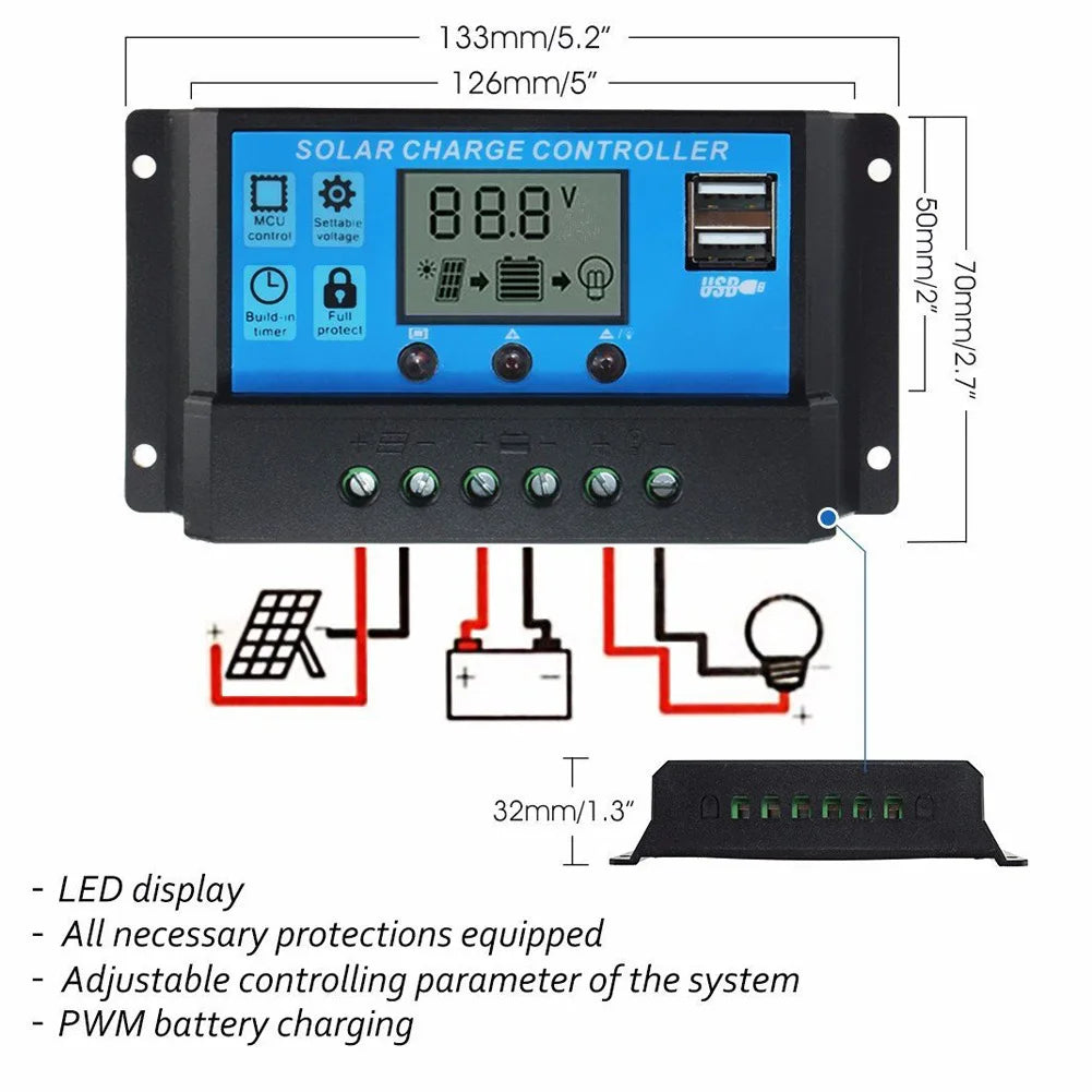 2000W Off-Grid Solar CompleteKit Power w/100A MPPT Controller,110V 220V Inverter&10AH 30AH LiFePO4 Battery for Home/RV/Camping