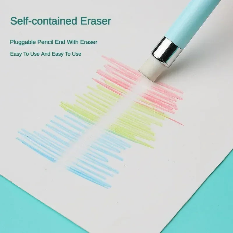 12 Pcs Set Infinity Pencils Multicolor Eternity Pencils No Ink with Eraser Pen School Stationery Drawing Pens Art Supplies