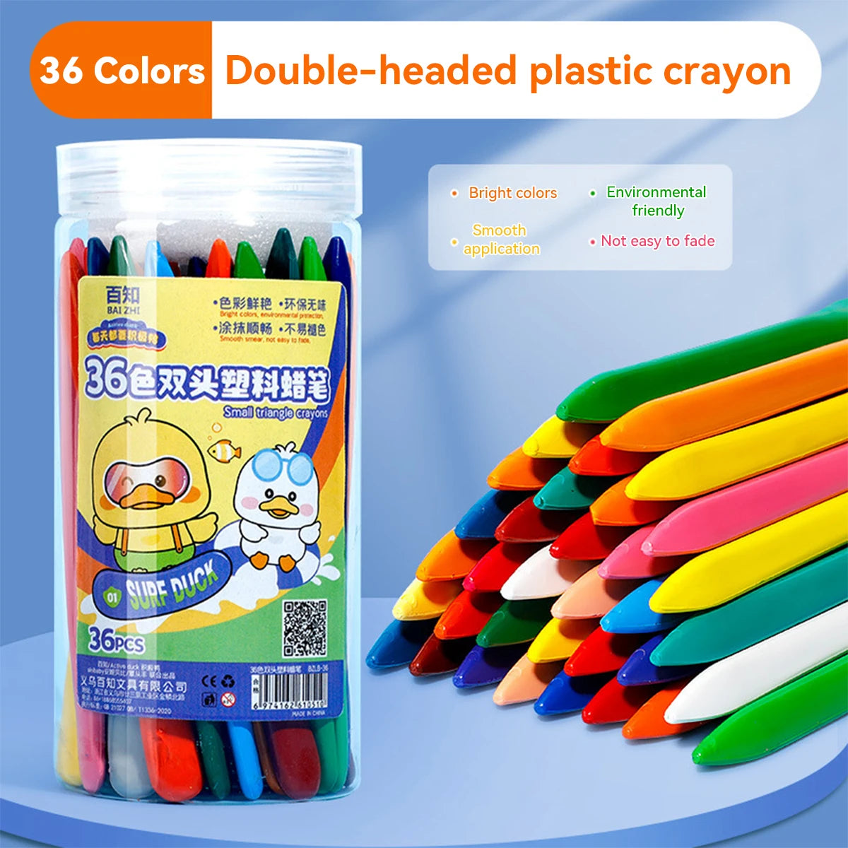12-36 Color Kawaii Double-headed Triangle Crayon Children's Oil Painting Sticks Safe and Harmless Early Art Educational Supplies
