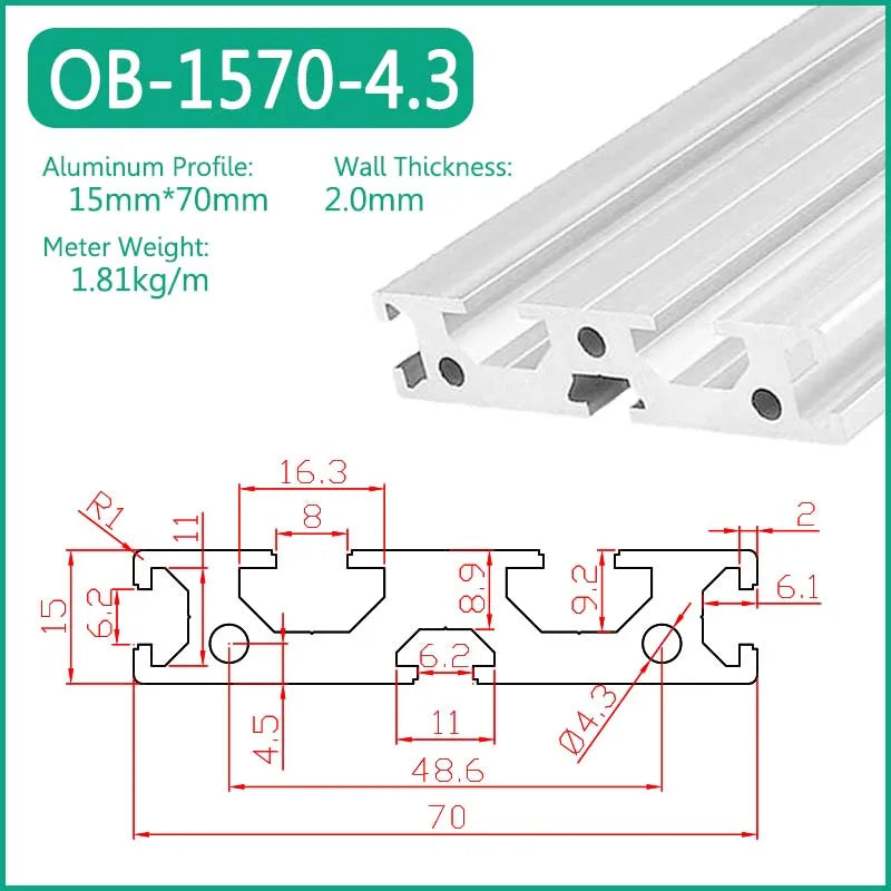 1515 1520 1530 1540 1560 1570 1590 15120 15160 15180 Aluminum Profile Framework Linear Rail Extrusion CNC 3D Printer Parts DIY