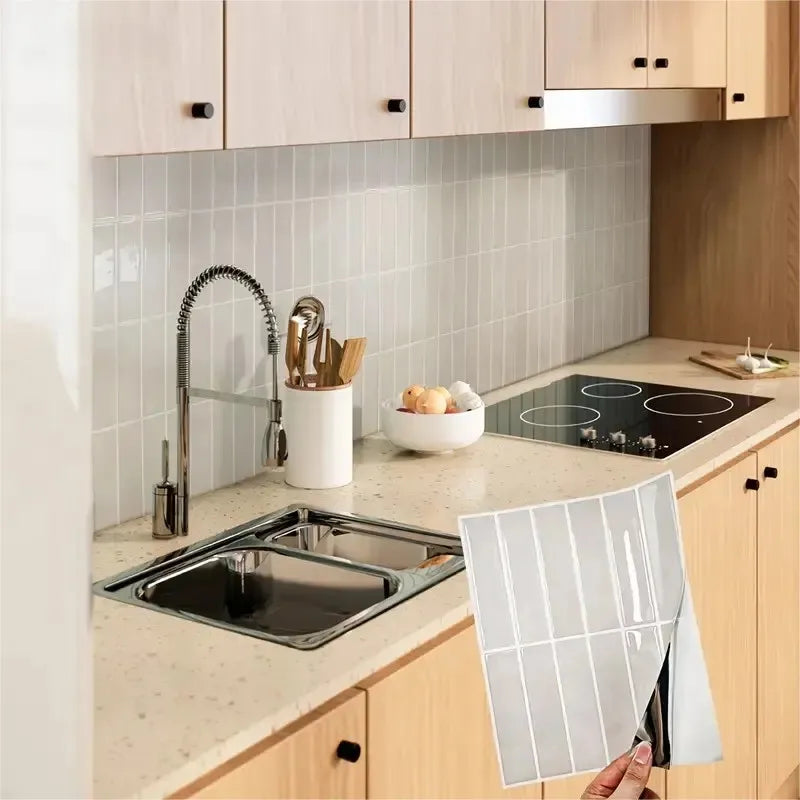 1/5/10/15/20pcs Self-Adhesive Wall Tiles Stickers, Heat Resistant Peel AndStick Kitchen Backsplash, Waterproof Wall Tile Sticker