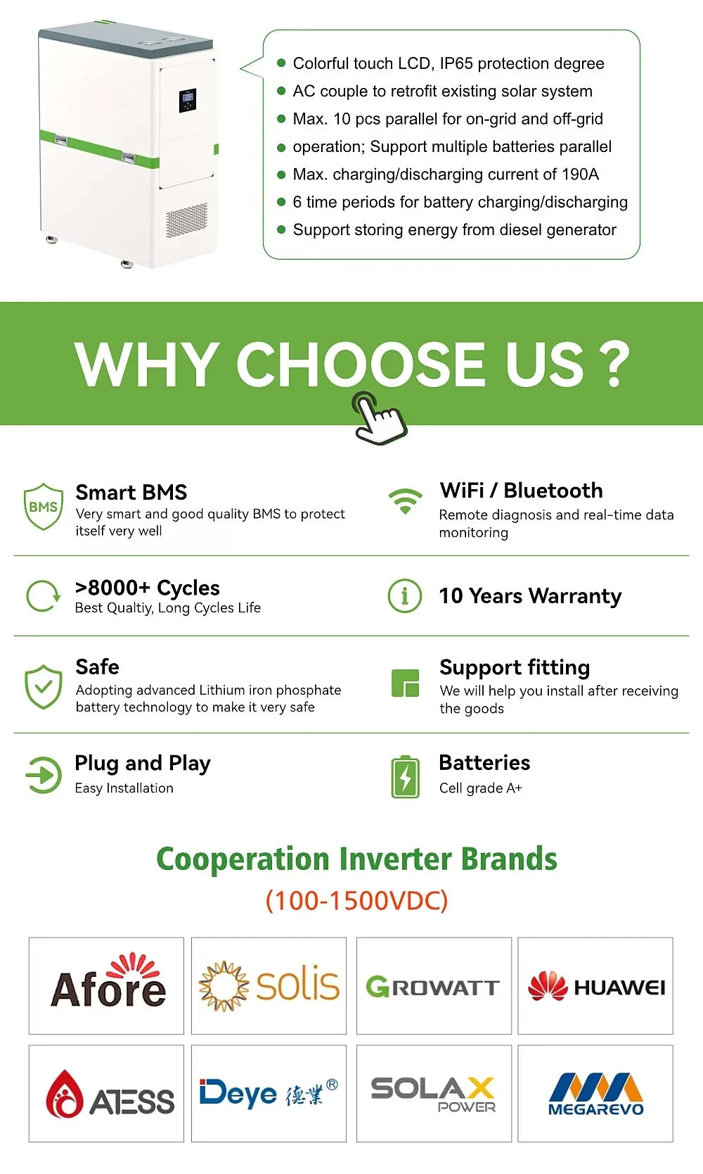 10kw 15kw 20kw 25kw Inverter All in One 50kwh 100kwh 200kwh Lithium Ion Battery Hybrid Home Solar Power System With Solar Panels