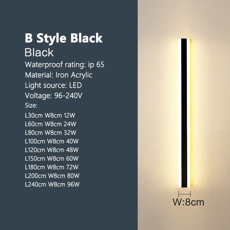Outdoor waterproof wall lamp LED  strip background wall lamp stair garden lamp living room bedroom bedside ip65 wall lights