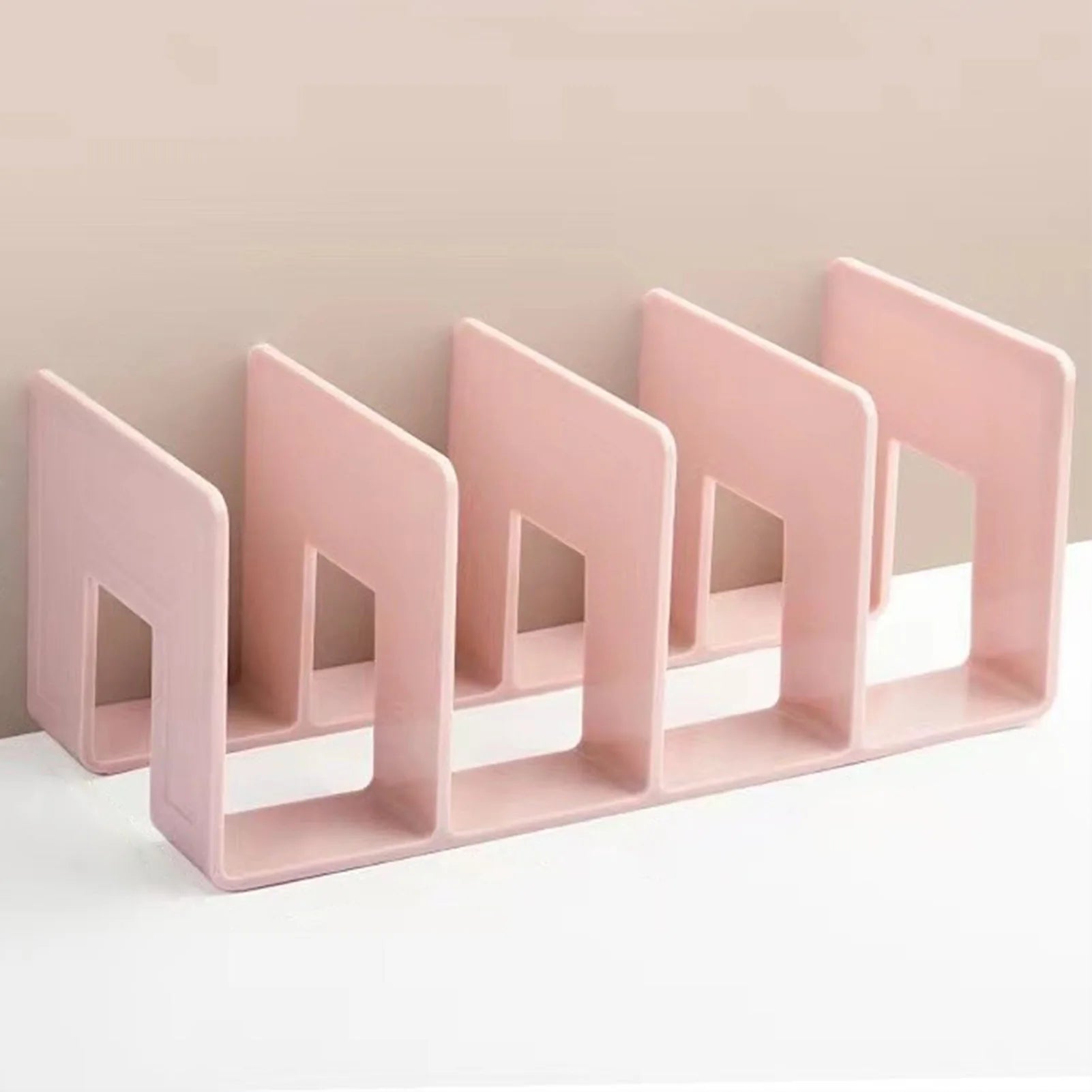 4 Compartments Rack Book Organizer ABS Bookends Stand Bookshelf Divider Book Paper Files Storage Rack for Home Office Classroom