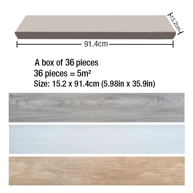 36pc Self-adhesive Wood Grain Floor Wall Sticker Modern Style PVC Living Room Toilet Kitchen Home Floor Decor Waterproof Sticker