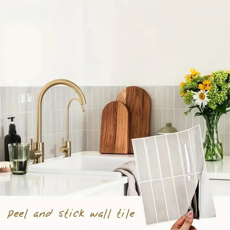 1/5/10/15/20pcs Self-Adhesive Wall Tiles Stickers, Heat Resistant Peel AndStick Kitchen Backsplash, Waterproof Wall Tile Sticker