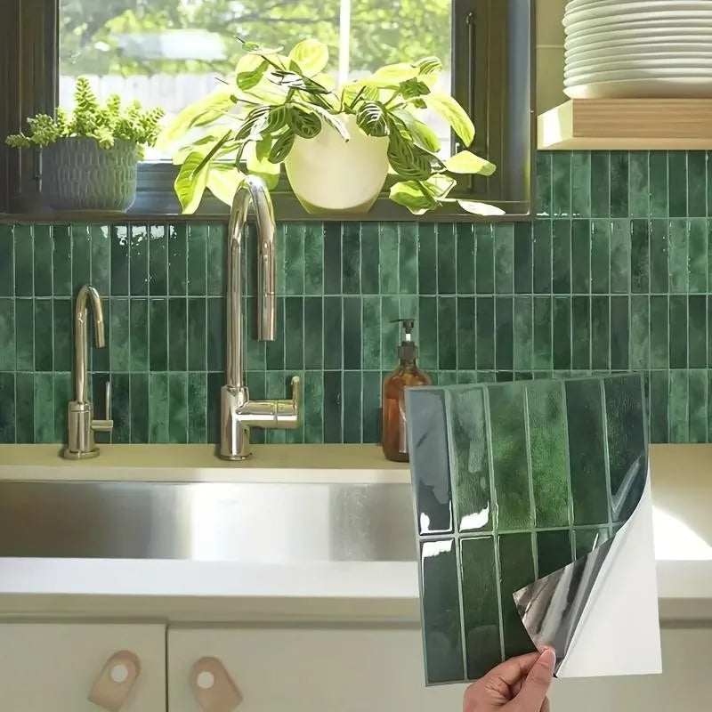 5/10/20pcs Self-Adhesive Wall Tile Stickers, Heat Resistant Peel AndStick Kitchen Backsplash, Waterproof Wall Tile Stickers