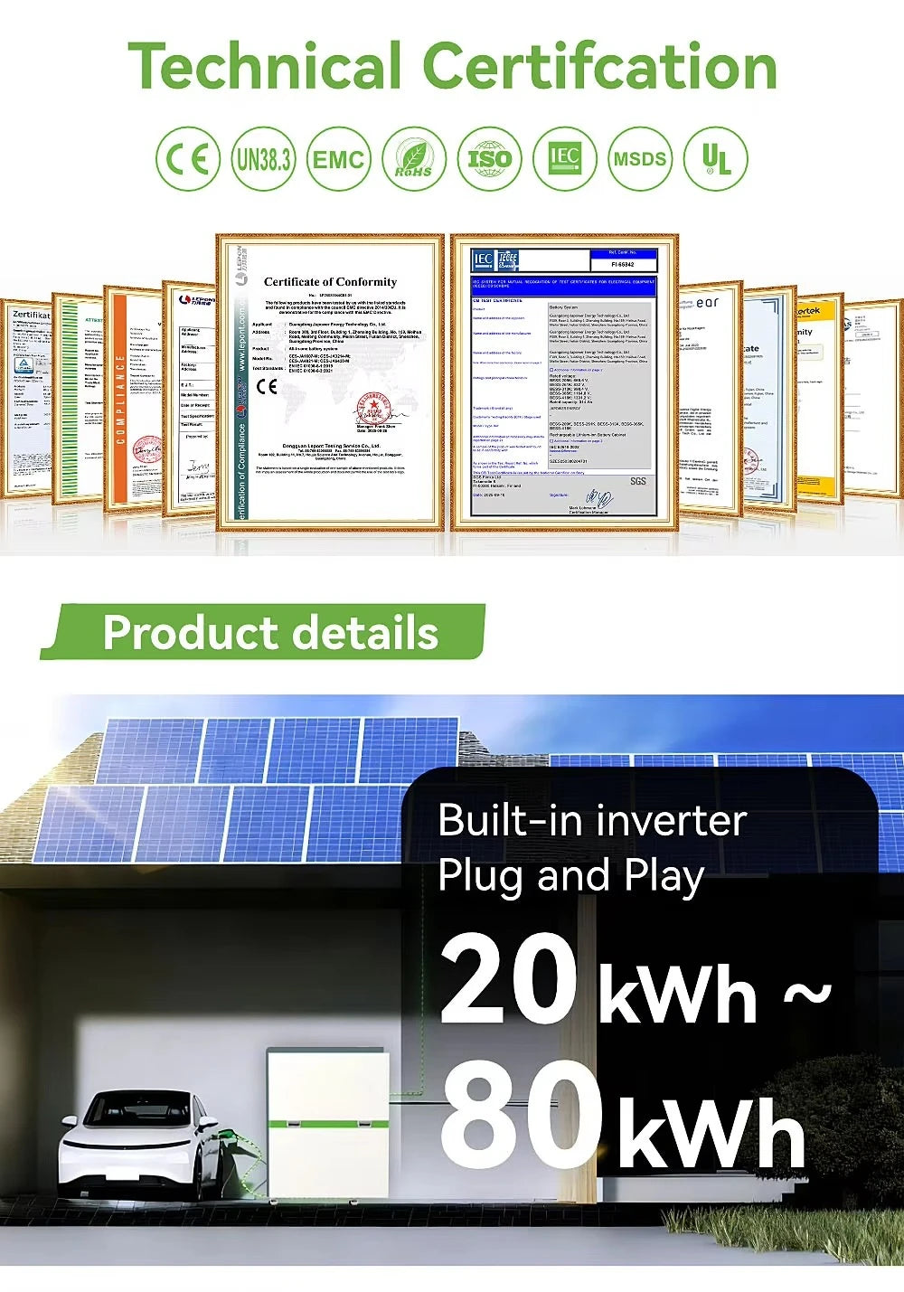 10kw 15kw 20kw 25kw Inverter All in One 50kwh 100kwh 200kwh Lithium Ion Battery Hybrid Home Solar Power System With Solar Panels
