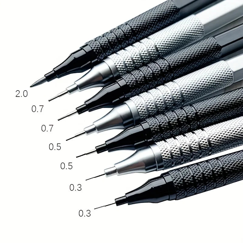 0.3/0.5/0.7/0.9/2.0mm Mechanical Pencil Low Center of Gravity Metal Drawing Special Pencil Office Write Art Supplies for School